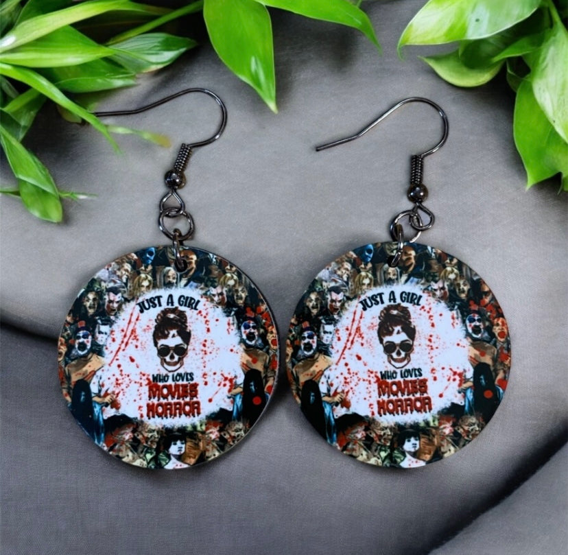 Just a Girl who Loves Horror Movies Earrings